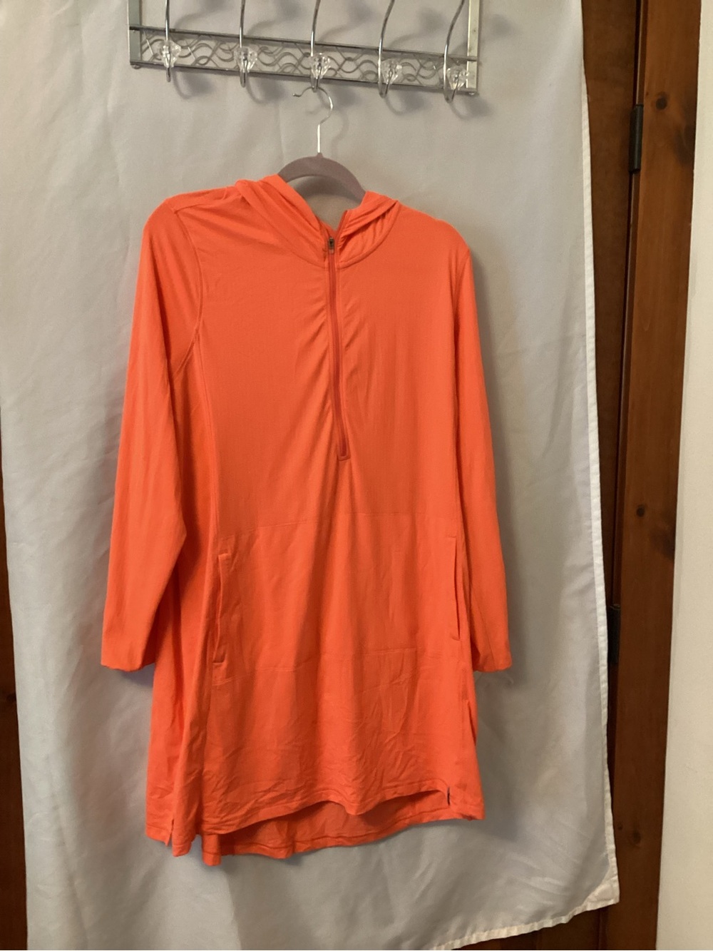 L.L. Bean Coral Hooded Half-Zip Tunic